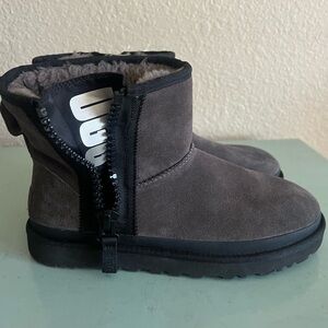 UGG Charcoal Zippered Suede Ankle Boots